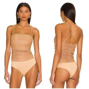 More To Come Olivia Sparkle Cami Bodysuit in Caramel Size L